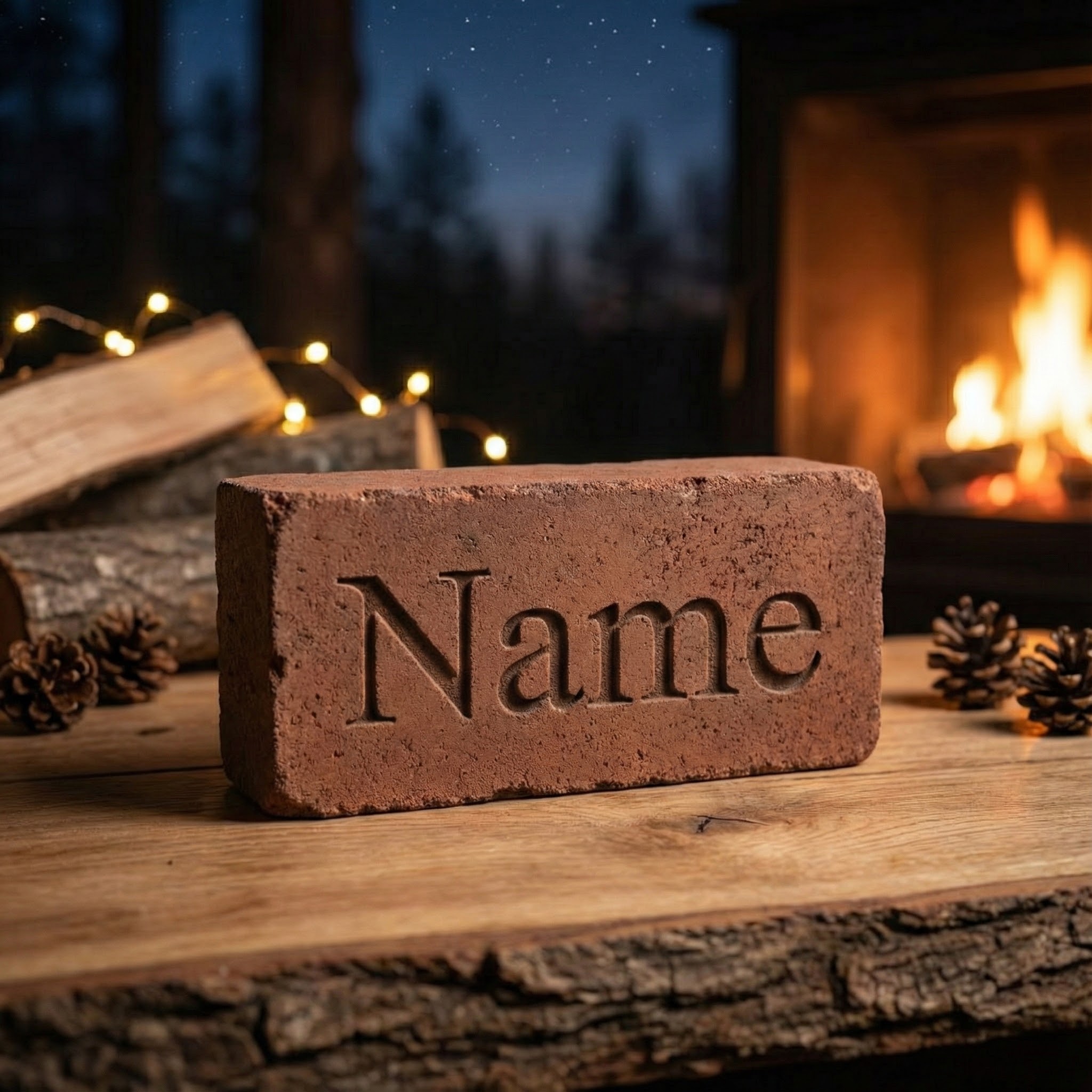 Name入りレンガのクローズアップ